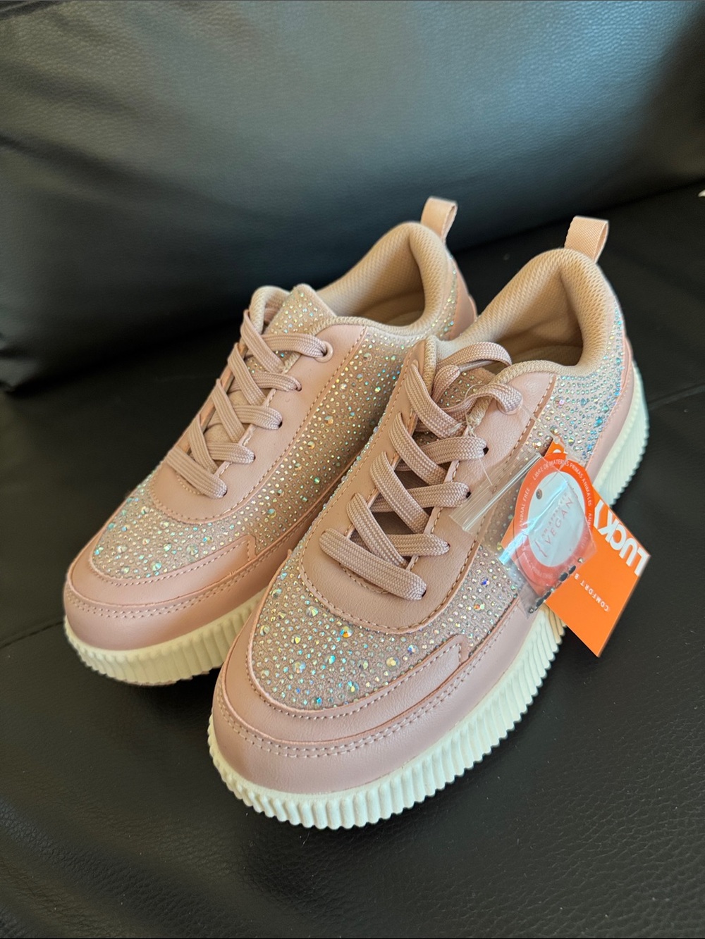 Adorable Brand New Women's Platform Sneakers  rhinestone, - Blush Pink